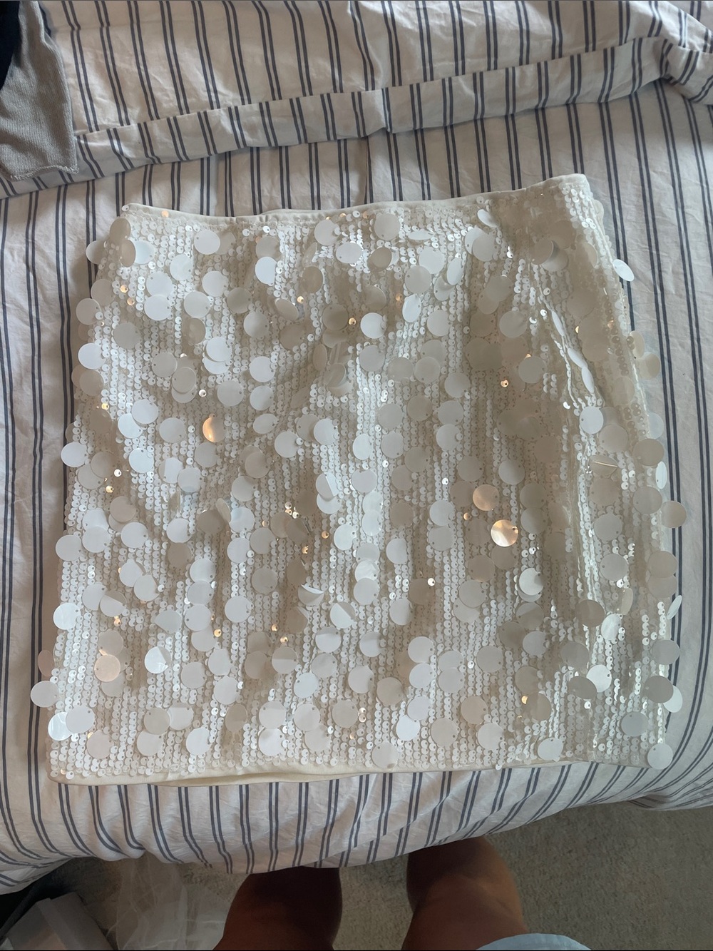 White Sequin Mini Skirt - Elegant Party Skirt